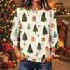 Women's Christmas Print Long Sleeve Neck Pullover Top