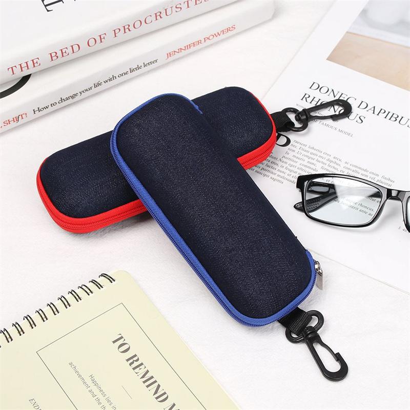 Denim Fabric Glasses Box Zipper Sunglasses Protection Container Eyeglasses Case Reading Glasses Organizer Carry Bag