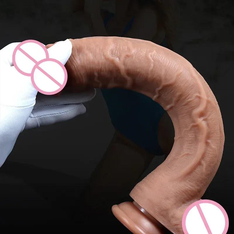 Spuer Größere Realistische Dildos Silikonschicht Penis mit Saugfuß Erwachsene Sexy Spielzeuge für Frau Mann Vagina Analmassage Stimulator