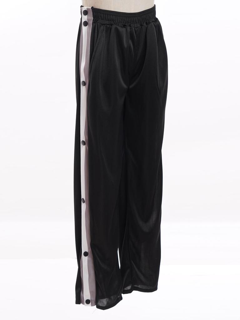 Unisex Kids Pants Side Split with Buttons Color Block Straight Leg Elastic Waist for Sports Basketball Hip-Hop