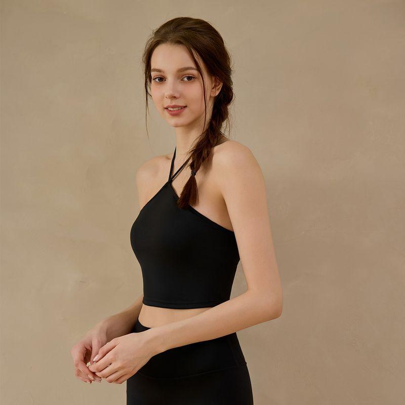 Fairy Hanging Neck Strap Backless Fitness Yoga Bra Women Sexy Tight Wrap Sports Top Vest Korean Style Elastic