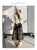 Korean Retro Plaid Woolen A-line Skirt for Women - High Waist Winter Long Skirt