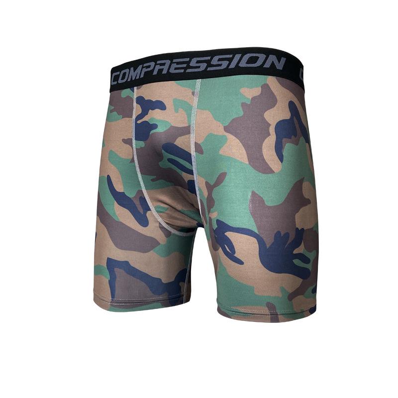 Men's Quick-Dry Camouflage Training Shorts: Moisture-Wicking, Tight-Fit Fitness Base Layer for Running
