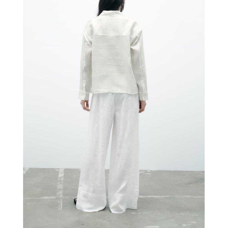 Spring New Pocket Linen Shirt 4786049 Linen Wide-Leg Pants 4786086 4786090