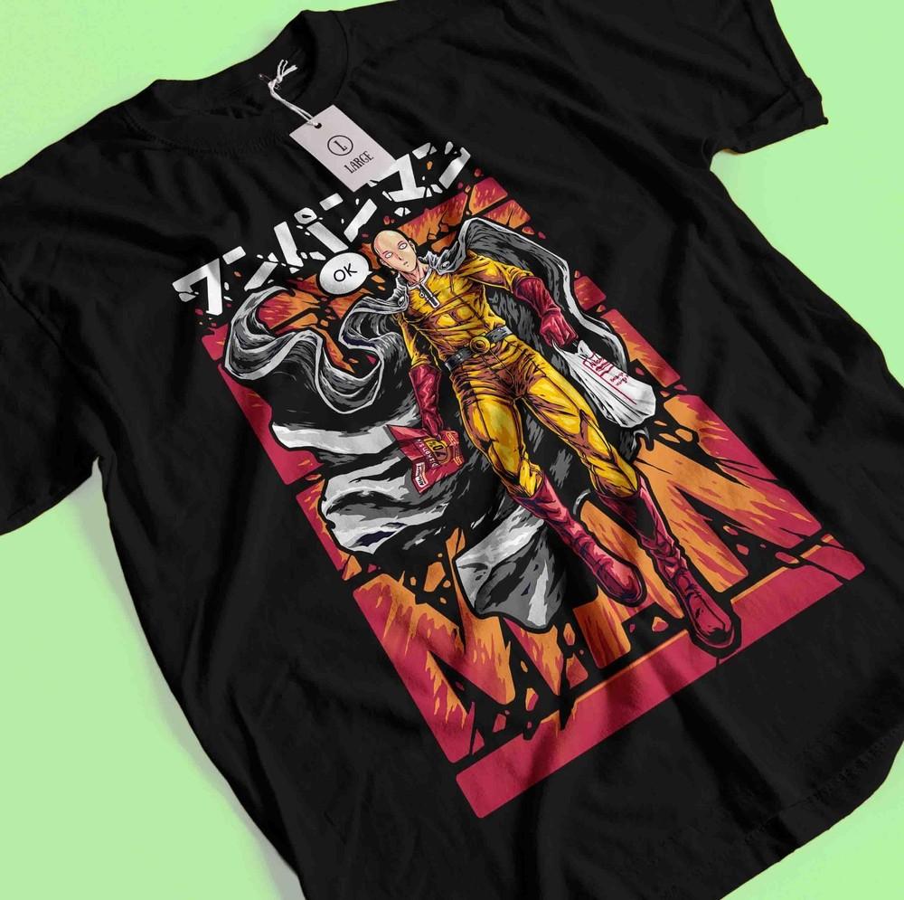 

One Punch Man T-Shirt Saitama Shirt Garou Tshirt Fubuki Genos Anime Manga OK Tee XL