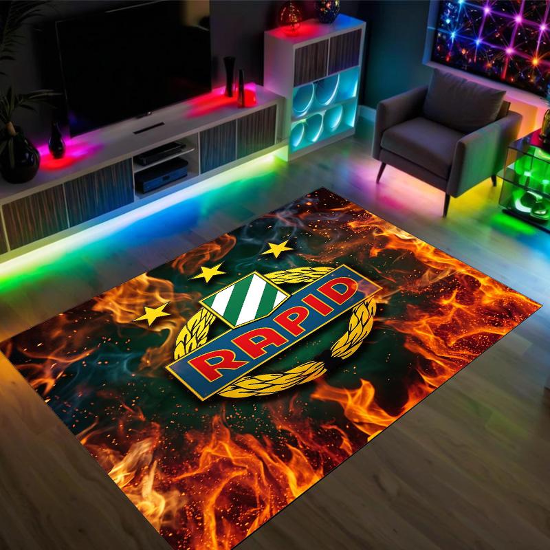 Rapid Wien FC Design Crystal Velvet Carpet Cozy Non?Slip Printed Rug For Bedroom Living Room Entrance