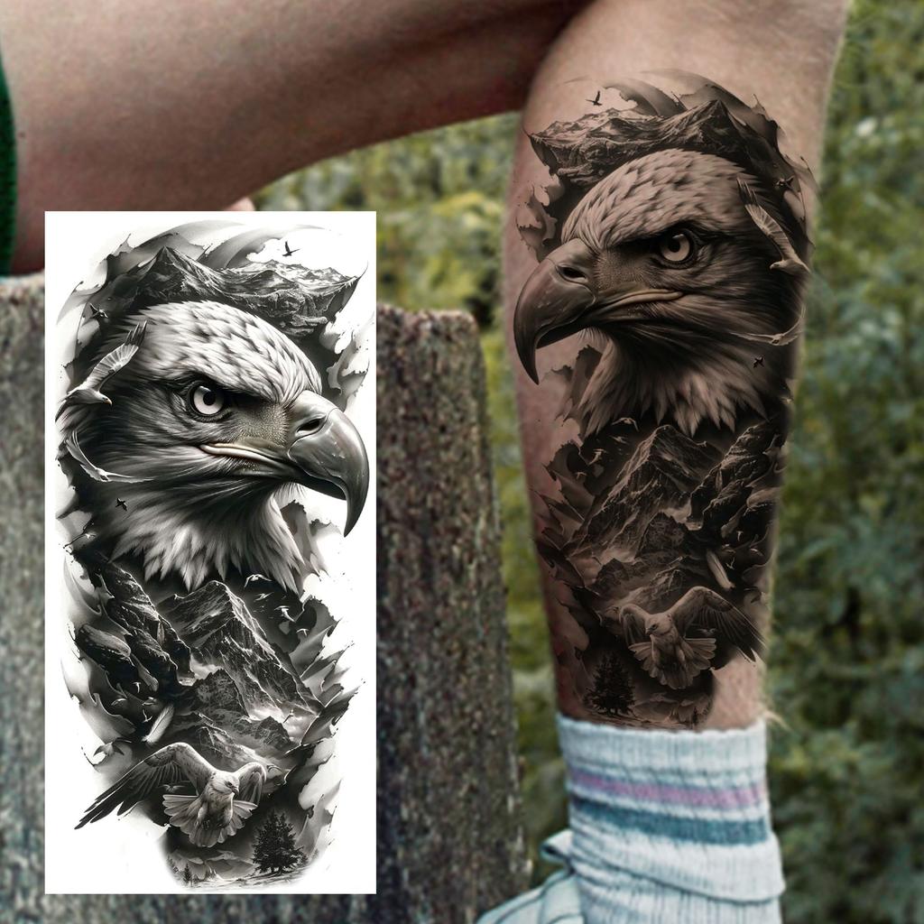1 Sheet Cool Warrior Lion Tiger Skull Temporary Tattoos For Men Women Adults, Long Lasting Waterproof Temp Fake Tattoo Sticker