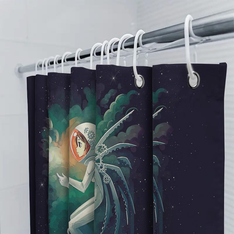 Galaxy Witch Shower Curtain Celestial Fantasy Space Mystical Home Decor Witchy Bathroom Set Dark Aesthetic Room Decor