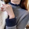 One-piece fleece sweater women's autumn and winter new fleece thickened bottoming shirt with warm knitted semi-turtleneck top
