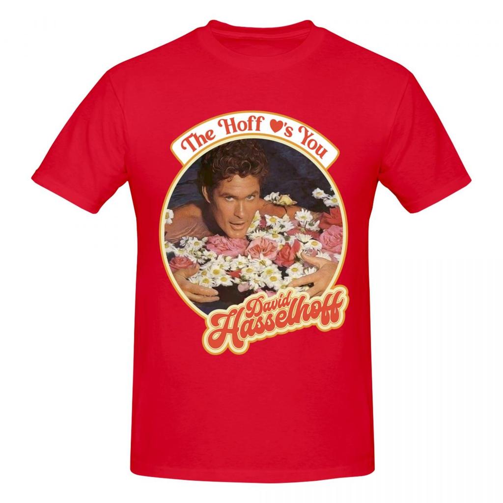 Unisex The Hoff Loves You David Hasselhoff Tričko Vintage Oversized Bavlna Kulatý výstřih Vlastní rukáv Unisex Tričko
