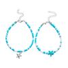 Summer Beach Seed Bead & Evil Eye Wrap Anklet with Starfish Pendant