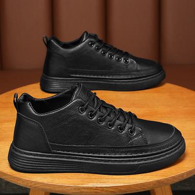 Summer Men's Shoes New Breathable Waterproof and Non-slip Shoes Men's Korean Version Trendy Versatile Black Leather Shoes Casual Board Shoes