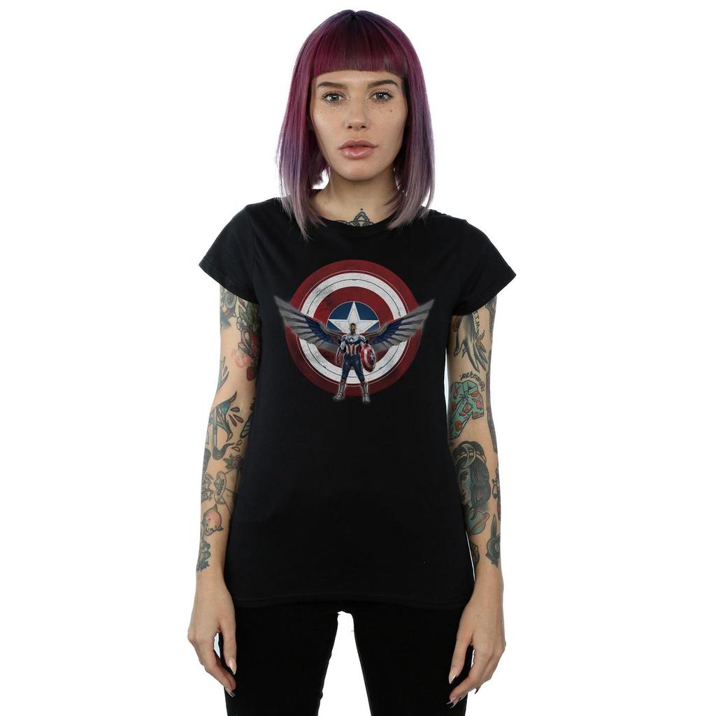 Marvel Womens/Ladies Falcon And The Winter Soldier Captain America Shield Pose Cotton T-Shirt