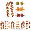 Artificial Autumn Fall Maple Leaves Garland For Home Party Decoration Vibrant Colors 175cm Long