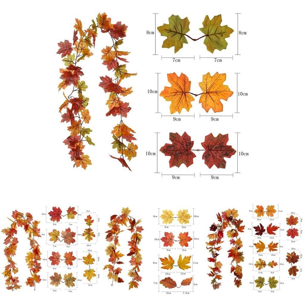 Artificial Autumn Fall Maple Leaves Garland For Home Party Decoration Vibrant Colors 175cm Long