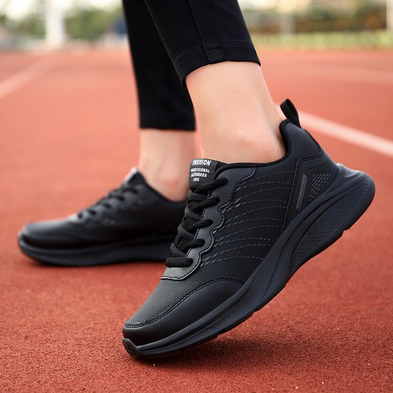 

Non-slip women s shoes Guochao casual sports shoes middle-aged mother shoes leather surface waterproof light walking shoes women s single shoes 41