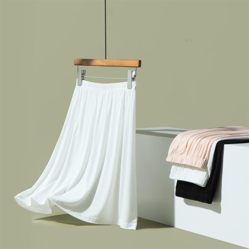 White Modal Anti-Exposure Mid-Length Petticoat Skirt