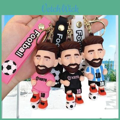 Adorable Cartoon Messi Keychain Bag Charm Creative Car Accessory Rubber Material