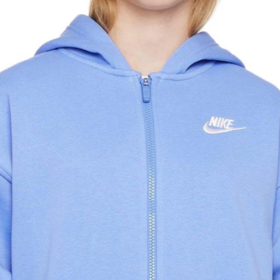 Nike Jacket Kids' Apparel, Solid Color Hooded Fleece Lined Loose Fit Casual Polar Blue Kids' FD2931-450