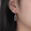 ANENJERY Asymmetric U Shape Hoop Earrings For Women Simple Exquisite Ear Buckle Jewelry Gifts