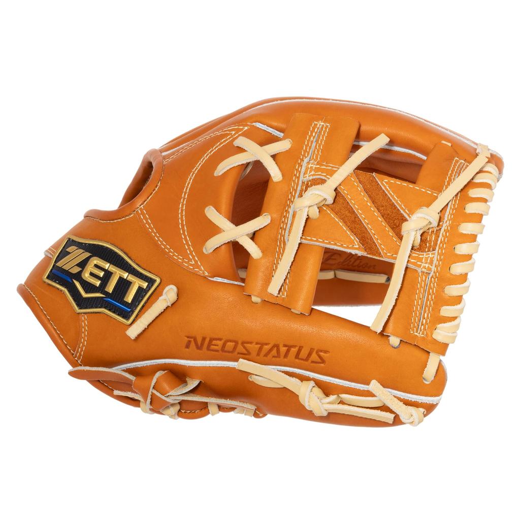 ZETT Neo Status Soft Baseball Kenta Imamiya Player for Second and Gold Brown x Pastel Size 4 Glove, Type, Shortstop, Right-Handed Throw, Brown,