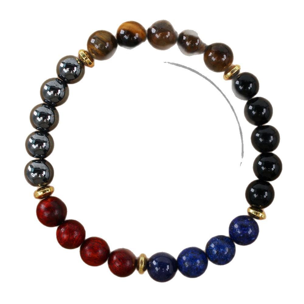 Festive Gifts Black Onyx Lapis Lazuli Red Wood Tiger Eye Hematite Beaded Bracelet Natural Fashion Jewelry For Men Women Daily Wear Gift