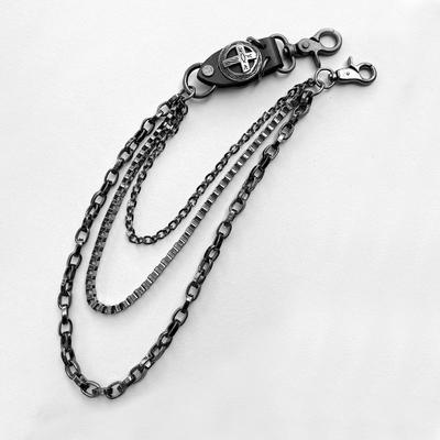 Artistic High Street Retro Double Buckle Chain - Versatile Metal Waist Cross Chain for Men and Women.