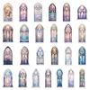 50-Piece Elegant Church Window Stickers - Waterproof DIY Decorative Decals for Notebooks, Laptops, Journals & Phone Cases