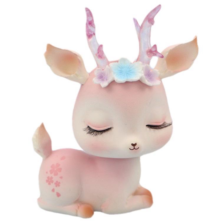 Nordic Cute Deer Car & Room Ornaments: Girly Heart Dashboard & Bedroom Decor.