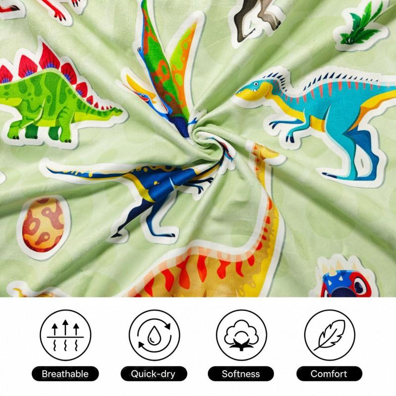 Kids Dinosaur Print Hooded Beach Towel Quick Dry Microfiber Bath Cape Pool Shower Sandproof