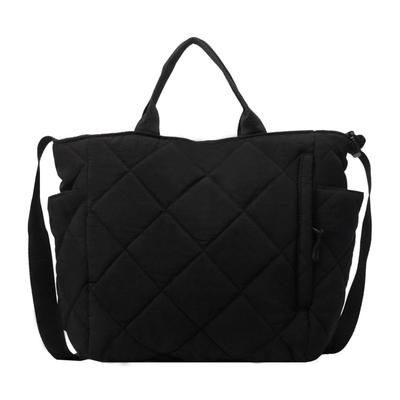 Volen Women's Large Capacity Tote Bag, Handbag, Nylon, Argyle Pattern, Solid Color, Thick, Shoulder Bag, Crossbody Bag, Elegant, Perfect for
