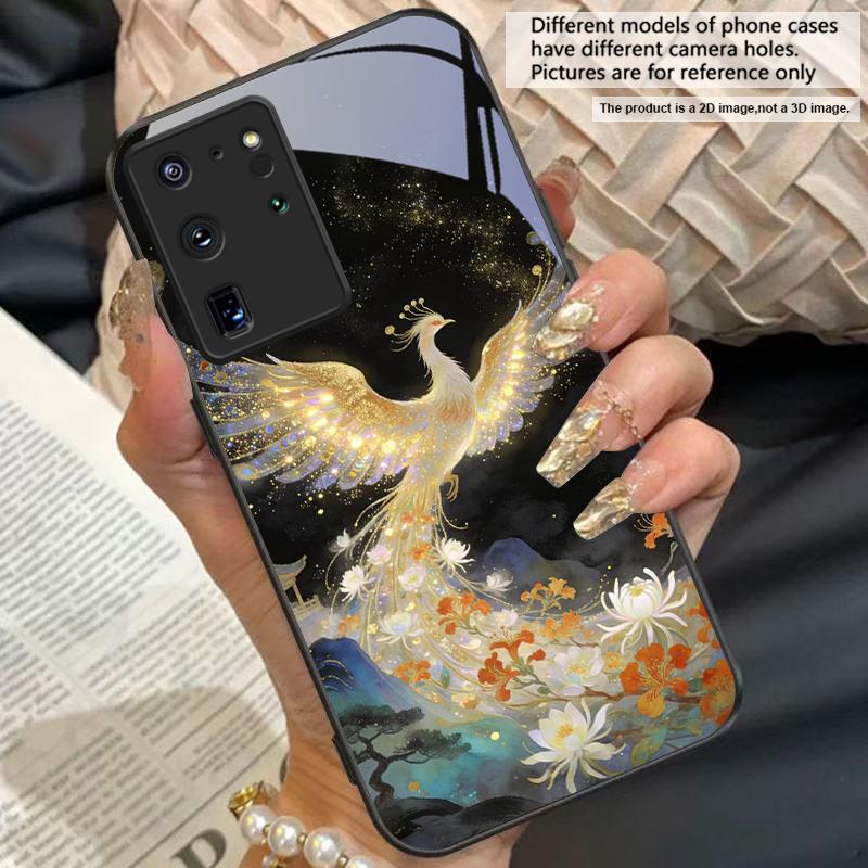 Gorgeous Phoenix Picture For For Samsung Galaxy S25+ S24+ S26 Ultra S25 Edge S24 FE S23 S22 S21 S20 Plus Black Glass Phone Case