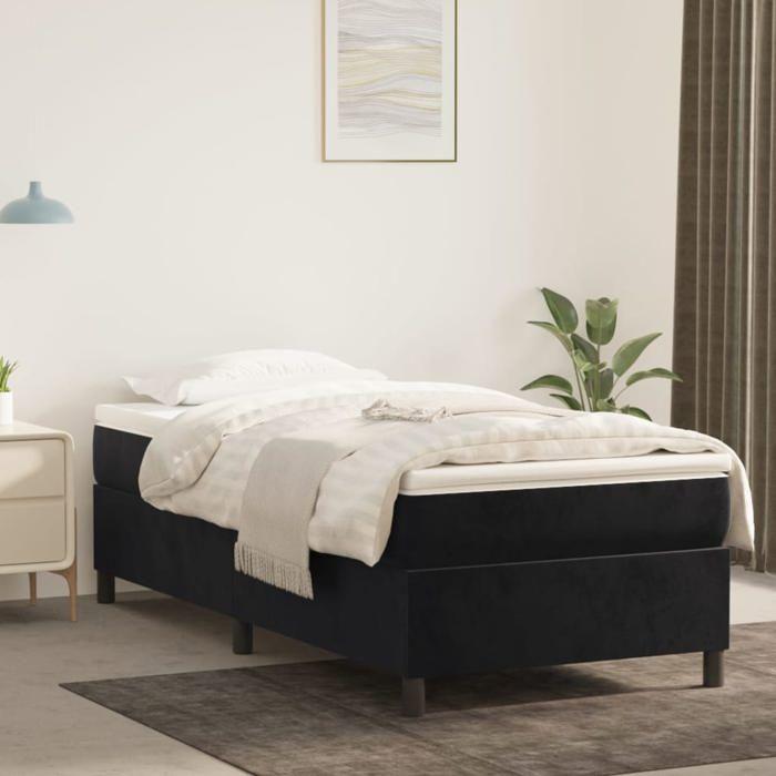 Cadre de lit avec matelas - Maison Exclusive - 100x200 cm - Velours Noir - 2 places