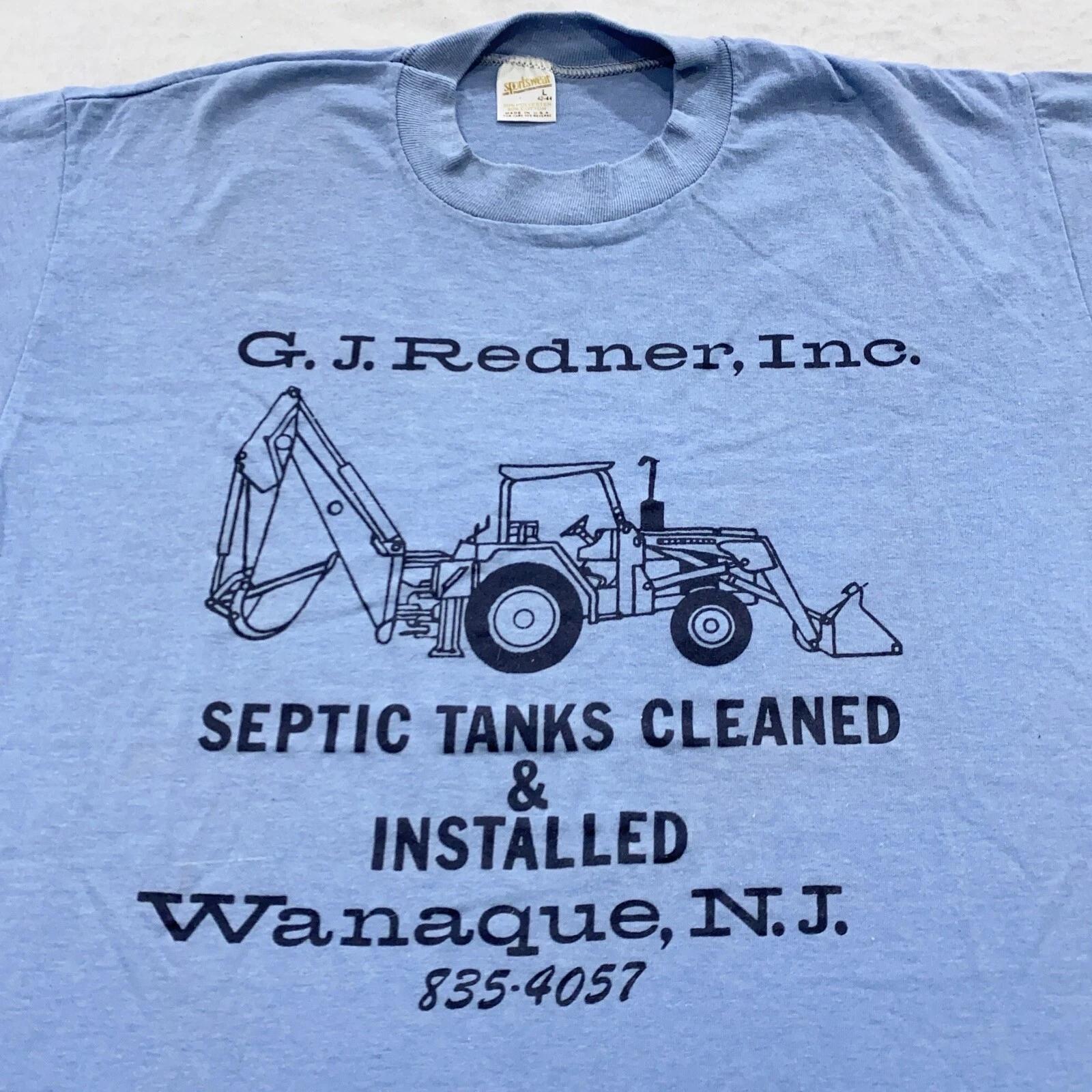 

vintage 80s GJ REDNER SEPTIC TANKS CLEANING WANAQUE NEW JERSEY T-Shirt M/L thin 4XL