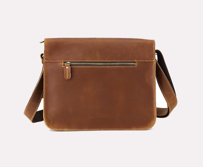 Men's Crazy Horse Leather Crossbody Bag - Genuine Leather Messenger & Multifunctional Computer Briefcase