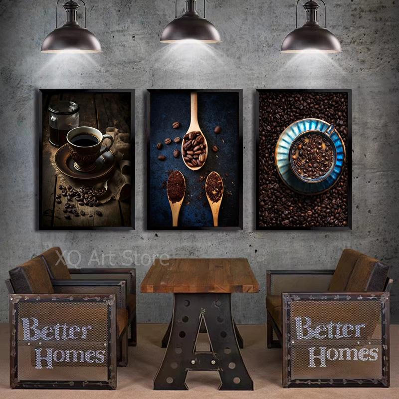 Vintage Coffee Beans Coffee Time Posters Prints Canvas Painting Wall Art Pictures For Kitchen Shop Room Decor Frameless Gifts