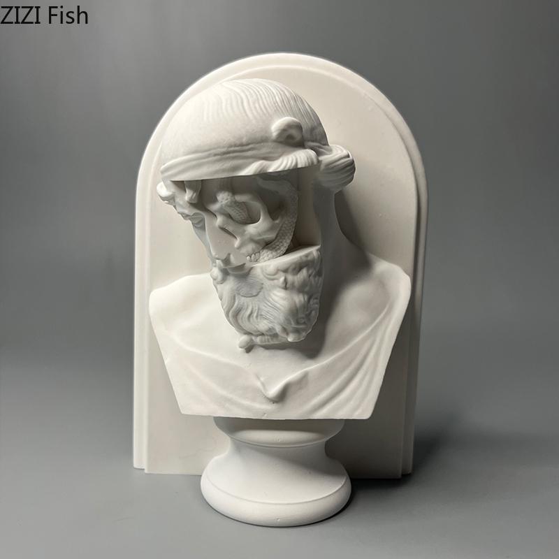 Poseidon Plaster Statue Desk Decoration Ornaments Artwork Characters Sculpture Sketching Practice Coloring Teaching Tool