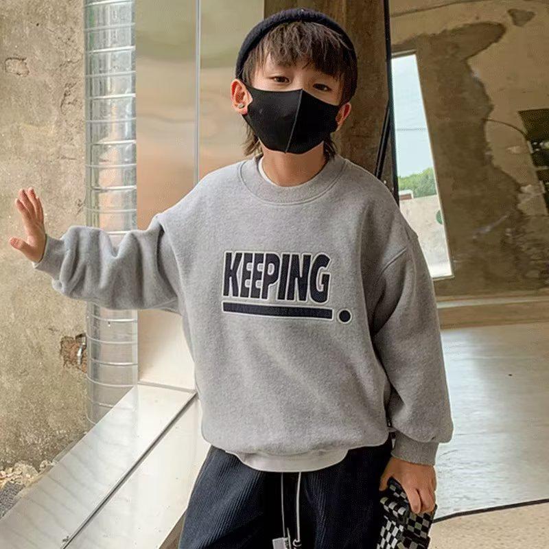 

Модные толстовки для мальчиков: Детские топы с длинными рукавами весна-осень 2023 года 150 cm светло-серый