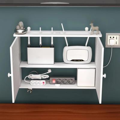 Scatola portaoggetti per router wireless da 50 cm, presa per soggiorno, decorazione Wifi, staffa a muro per TV e decoder, organizzatore di cavi e alimentazione fai-da-te
