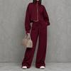 Women's Zip-Up Hoodie and High Waist Wide Leg Pants Set Casual Loungewear Tracksuit