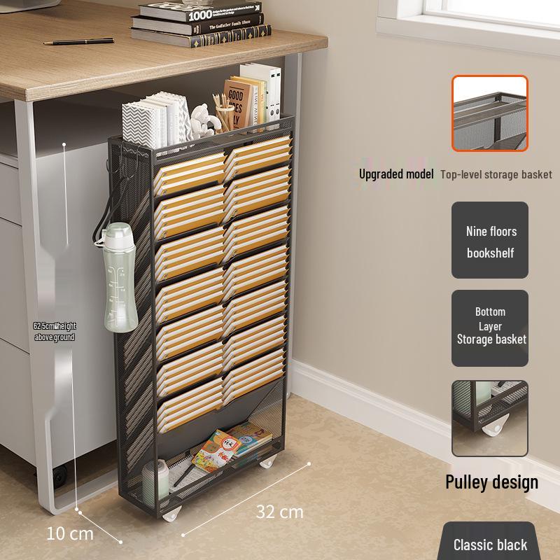 Wrought Iron Movable Edge Bookshelf & Bookend with Children's Side Storage