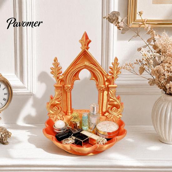 Light Luxury Tray Jewelry Storage Tray, with Gothic Arch Pearlescent Design, Decorative Display Themed Organizer, for Rings Earrings Necklaces