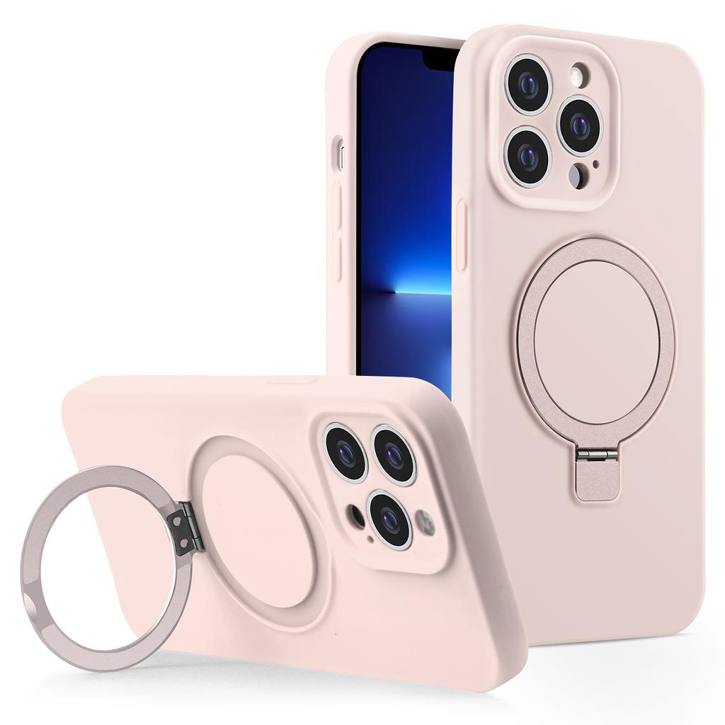 For iPhone 13 Pro Case Compatible with MagSafe Liquid Silicone Ring Kickstand Phone Cover