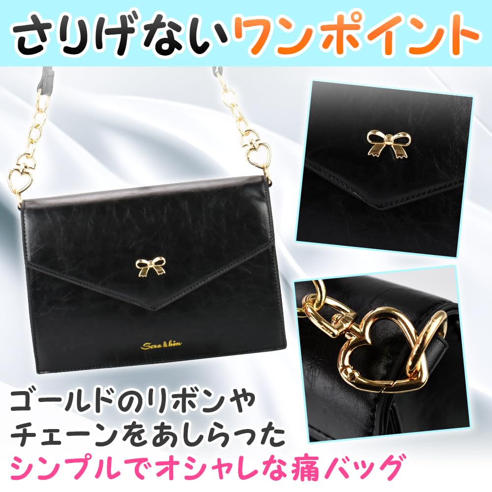 Oshikatsu Shoulder Bag with Clear Window, Decorations, Button Badges, and Bromide (Black)