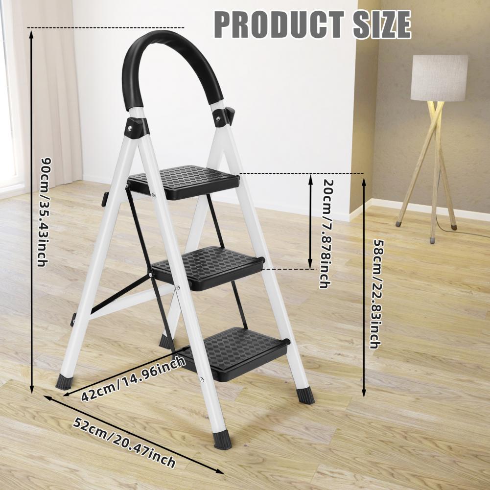 3 Step Folding Step Ladder, Heavy