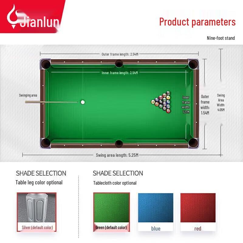 JEEANLEAN JLAB133 9-Foot American 8-Ball Pool Table