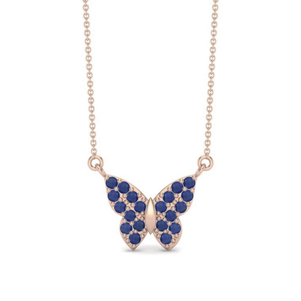 Blue Sapphire Butterfly Dainty Necklace- Sterling Silver