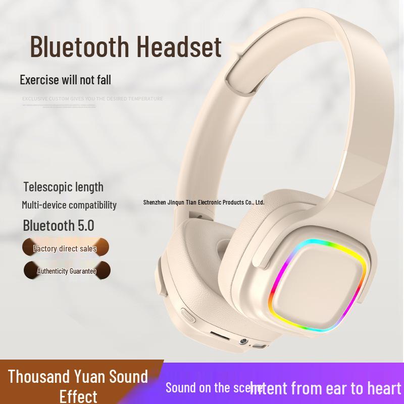 Glowing Long Battery Life Wireless Over-Ear Bluetooth Headset for Sports and Gaming