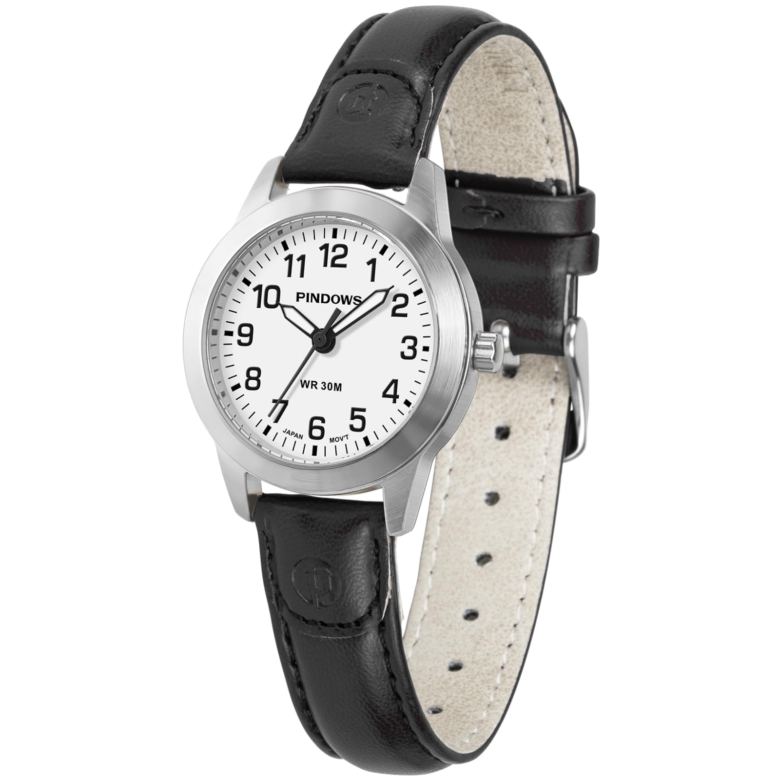 

PINDOWS Women s Watch, Elegant Analog Quartz Design with Leather Strap, Waterproof Fashion Dress Watch with Luminous Dial for Easy Reading