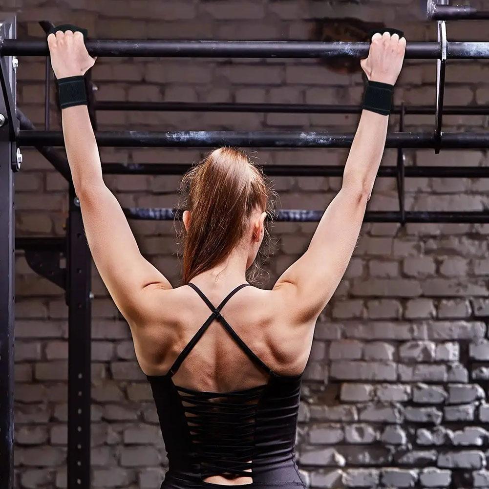 1pair Weightlifting Gloves Pull-up Auxiliary Belts Palms Protector Wrists Support Anti-slip Comfortable Gym Trainining Equipment